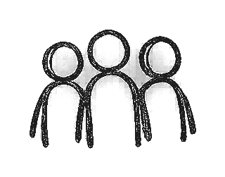 Three people standing together