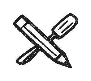 A crossed pencil and pen